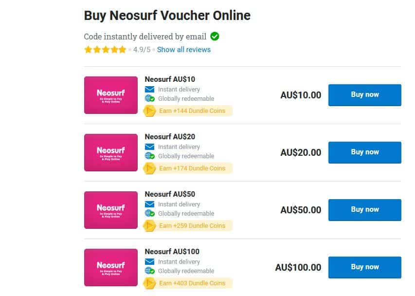 neosurf australian dollars