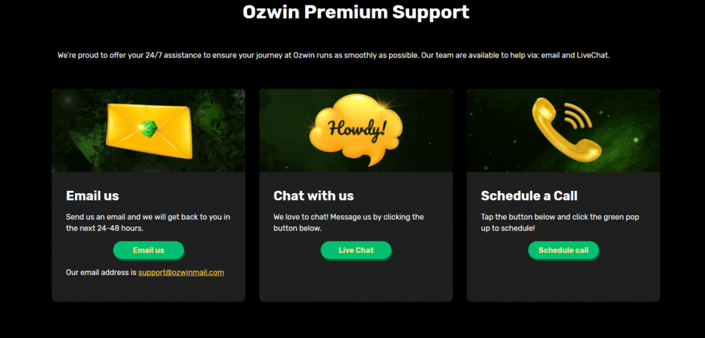 Ozwin casino support